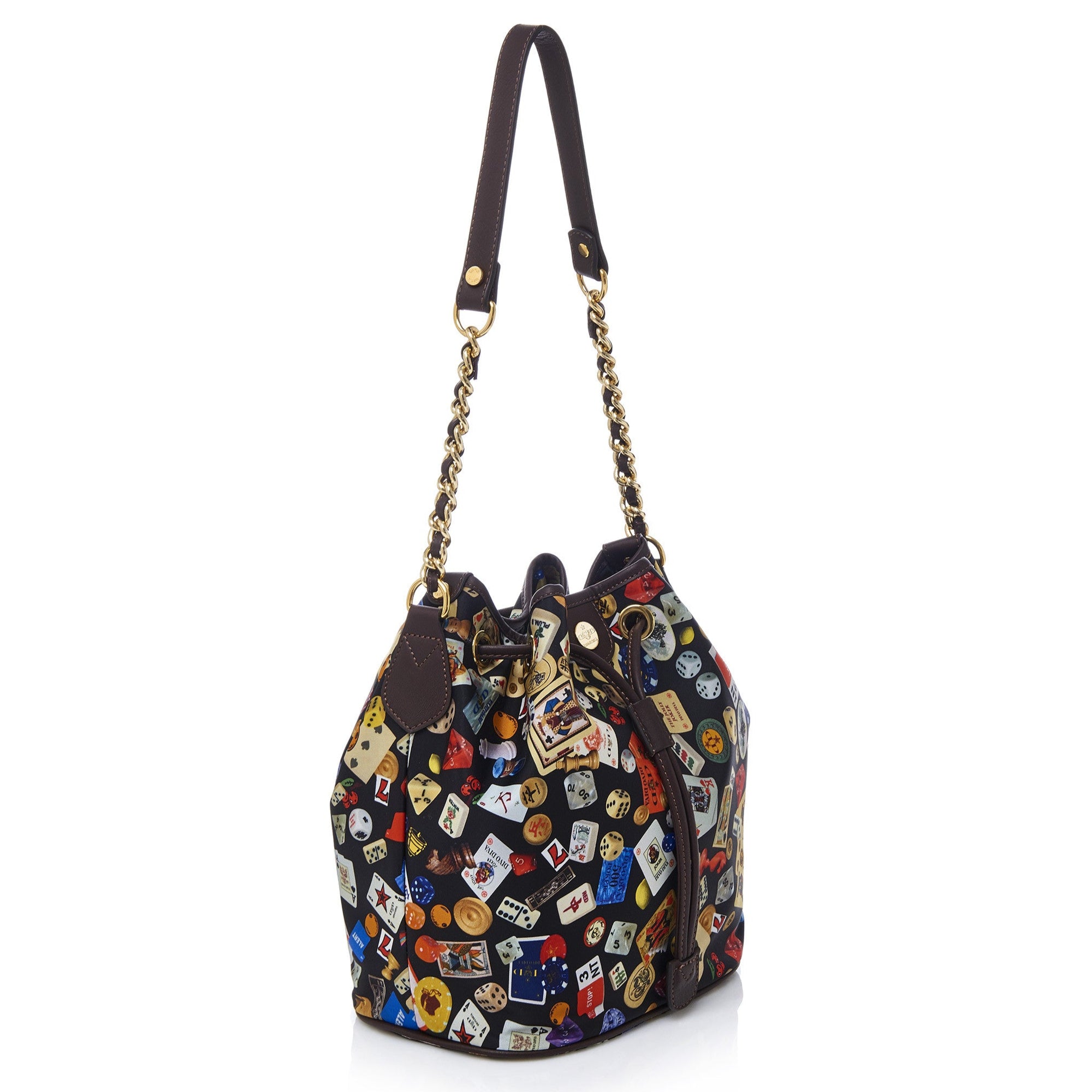 Casablanca Secchiello con catene in Nylon con Disegno Gambling Multicolor Nero/Cacao