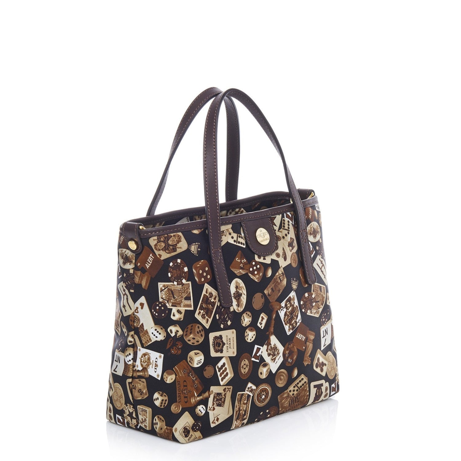 Niagara Borsa shopping piccola con tracolla in Nylon con Disegno Gambling Classic Marrone/Cacao