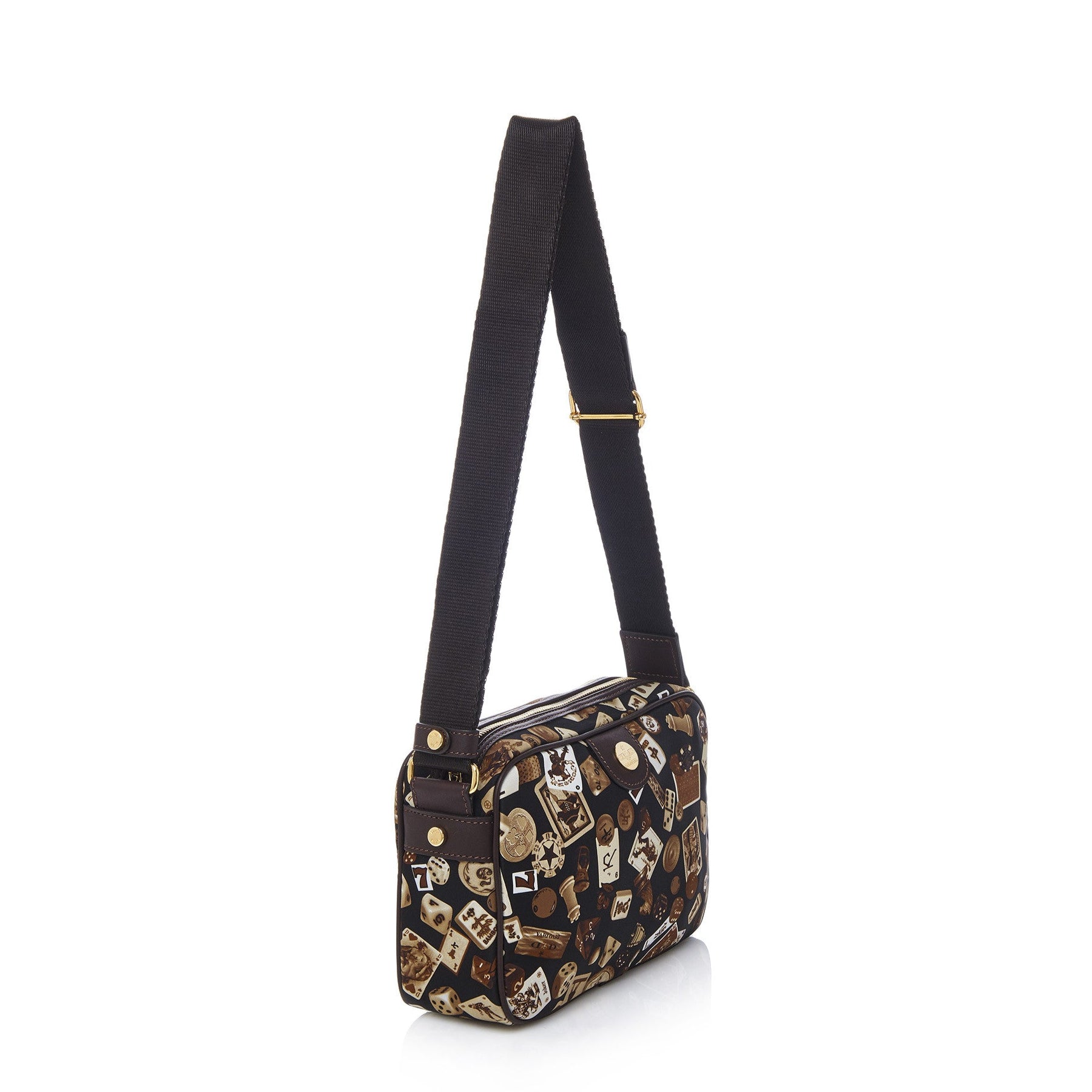 Seoul Tracolla in Nylon con Disegno Gambling Classic Marrone/Cacao