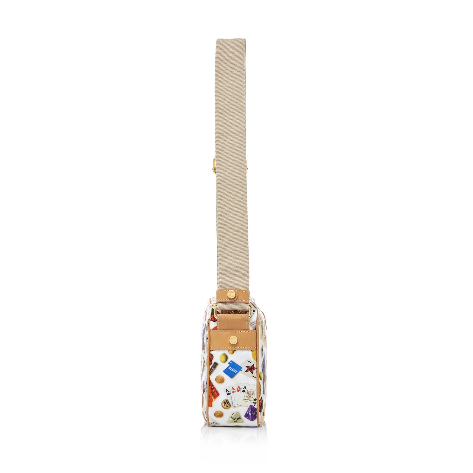 Seoul Tracolla in Nylon con Disegno Gambling Multicolor Bianco/Biscotto