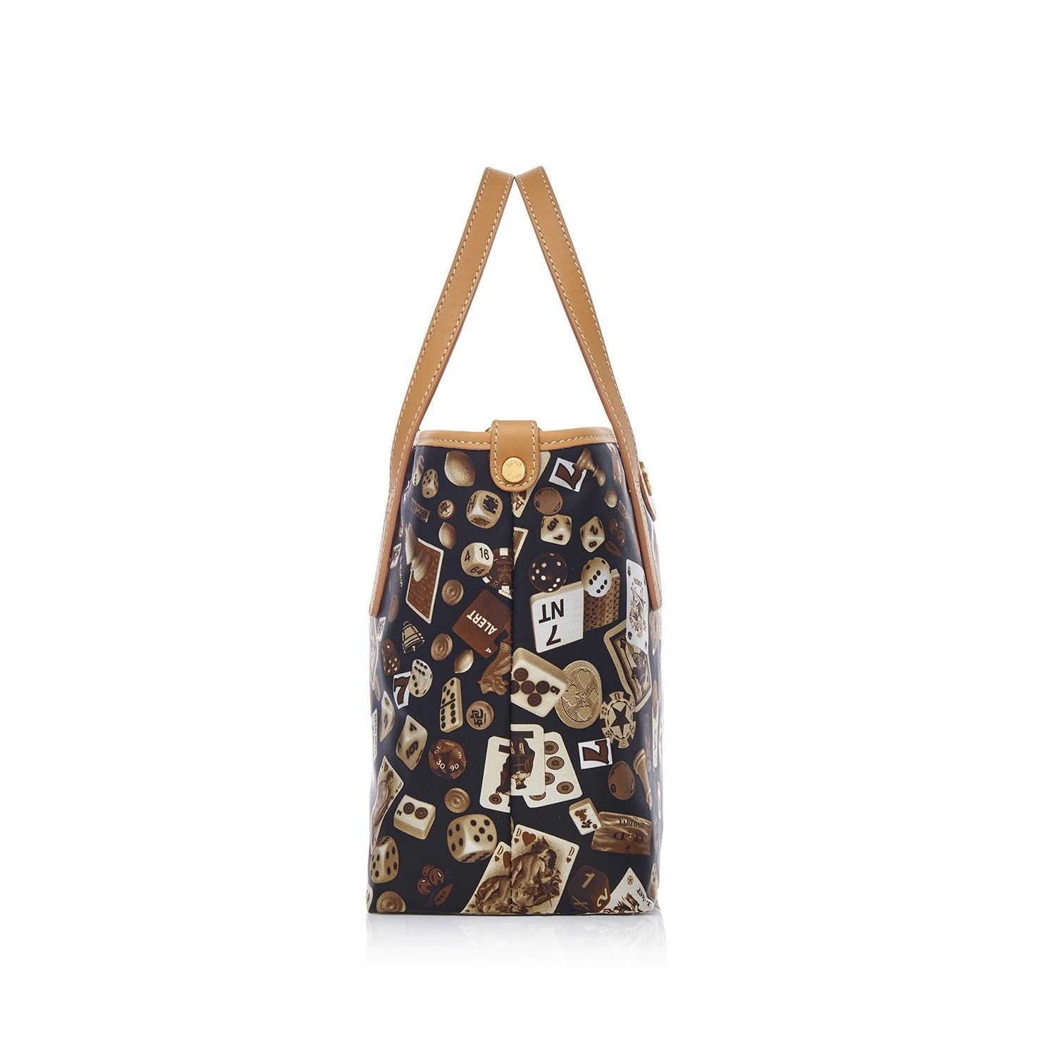 Niagara Borsa shopping piccola con tracolla in Nylon con Disegno Gambling Classic Marrone/Biscotto