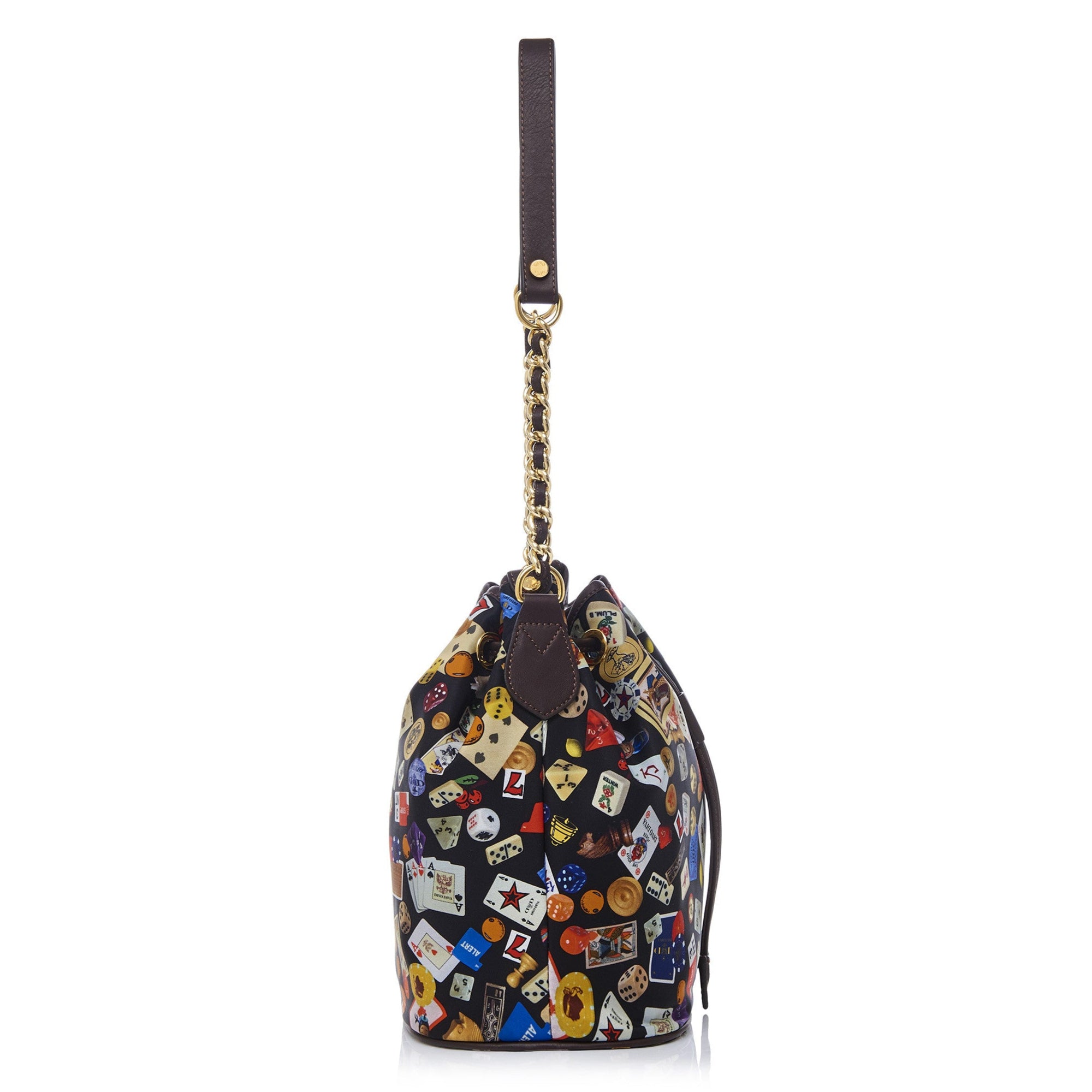 Casablanca Secchiello con catene in Nylon con Disegno Gambling Multicolor Nero/Cacao
