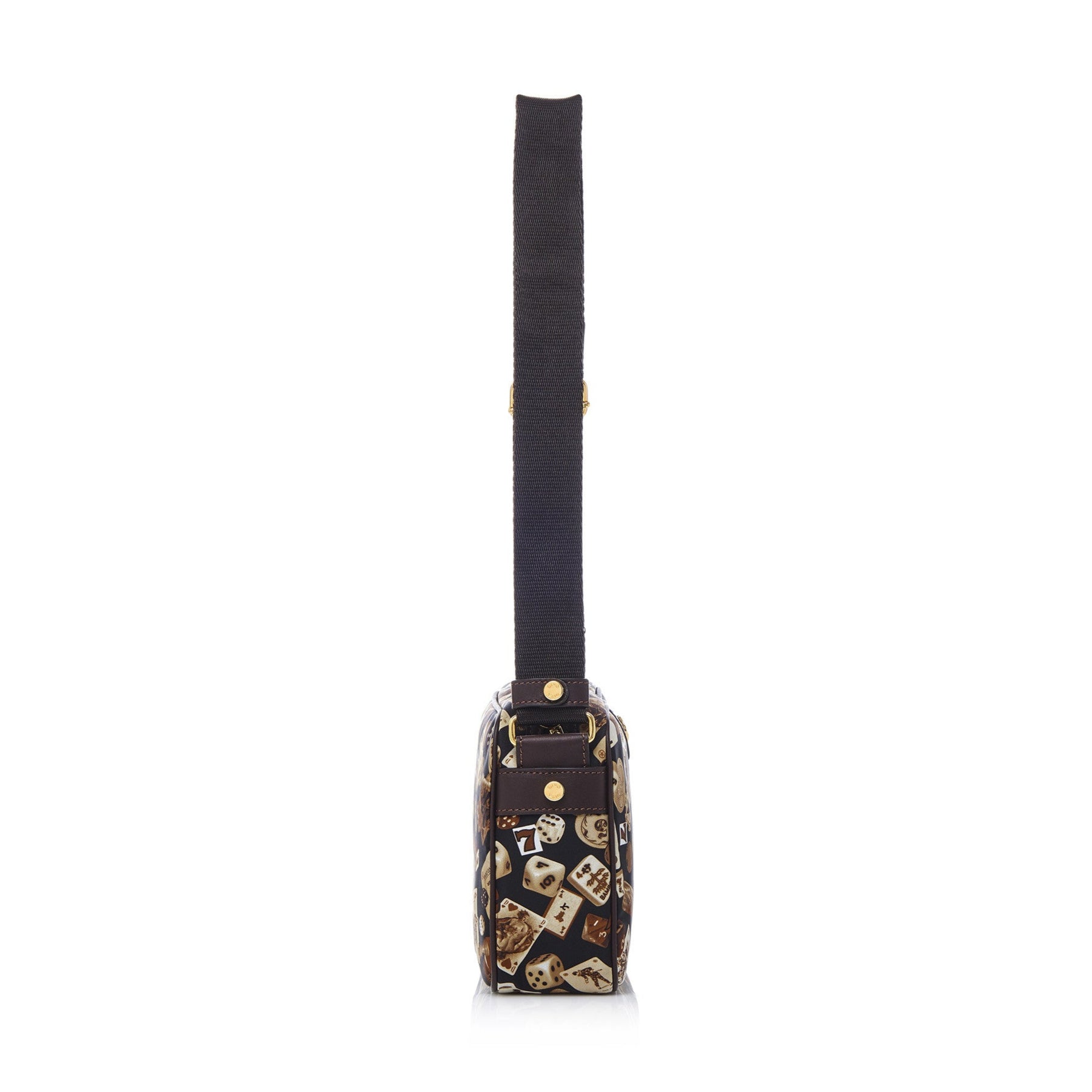 Seoul Tracolla in Nylon con Disegno Gambling Classic Marrone/Cacao
