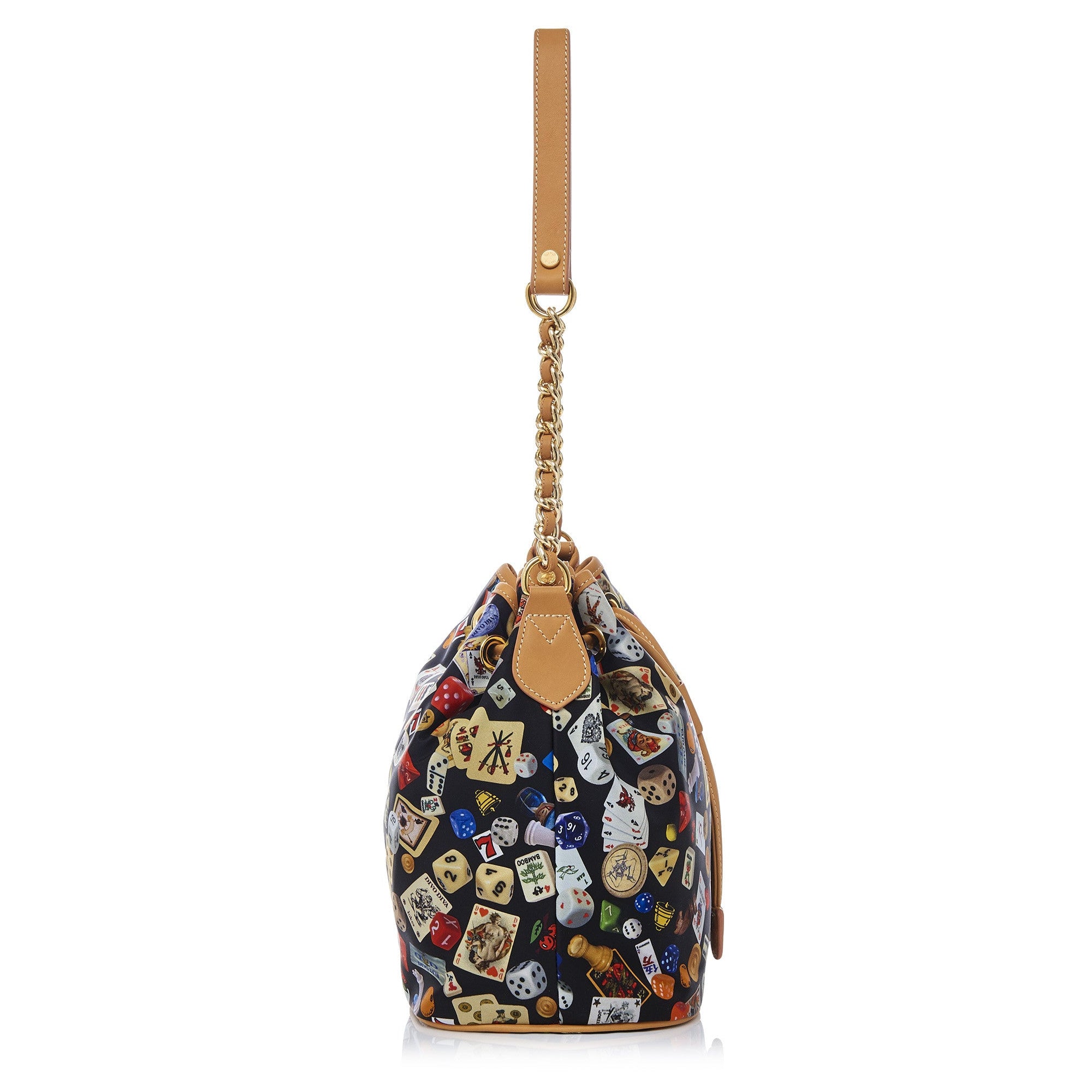 Casablanca Bucket with Nylon Chains with Multicolor Gambling Design Black/Biscuit