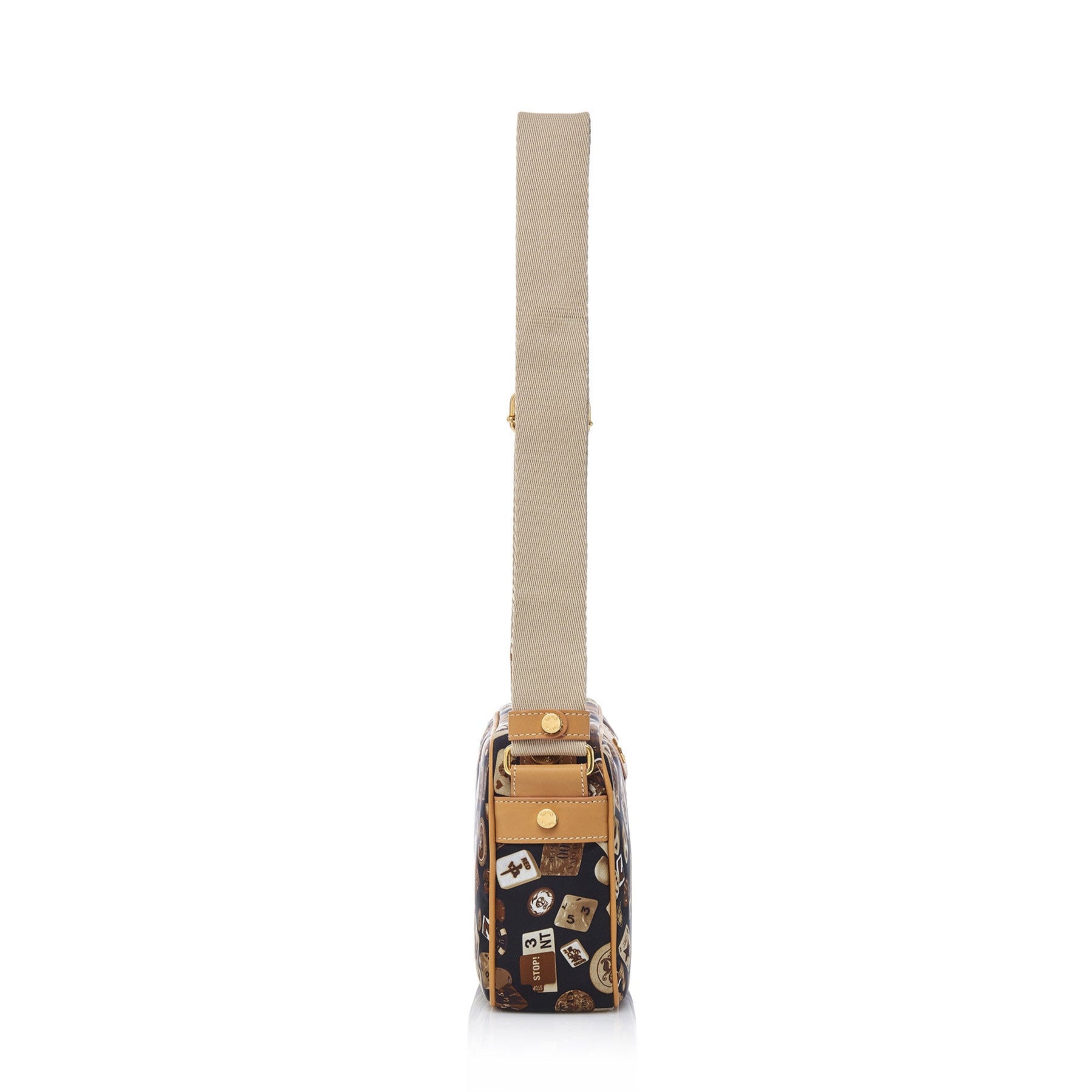Seoul Nylon Shoulder Bag with Classic Gambling Design Brown/Biscuit