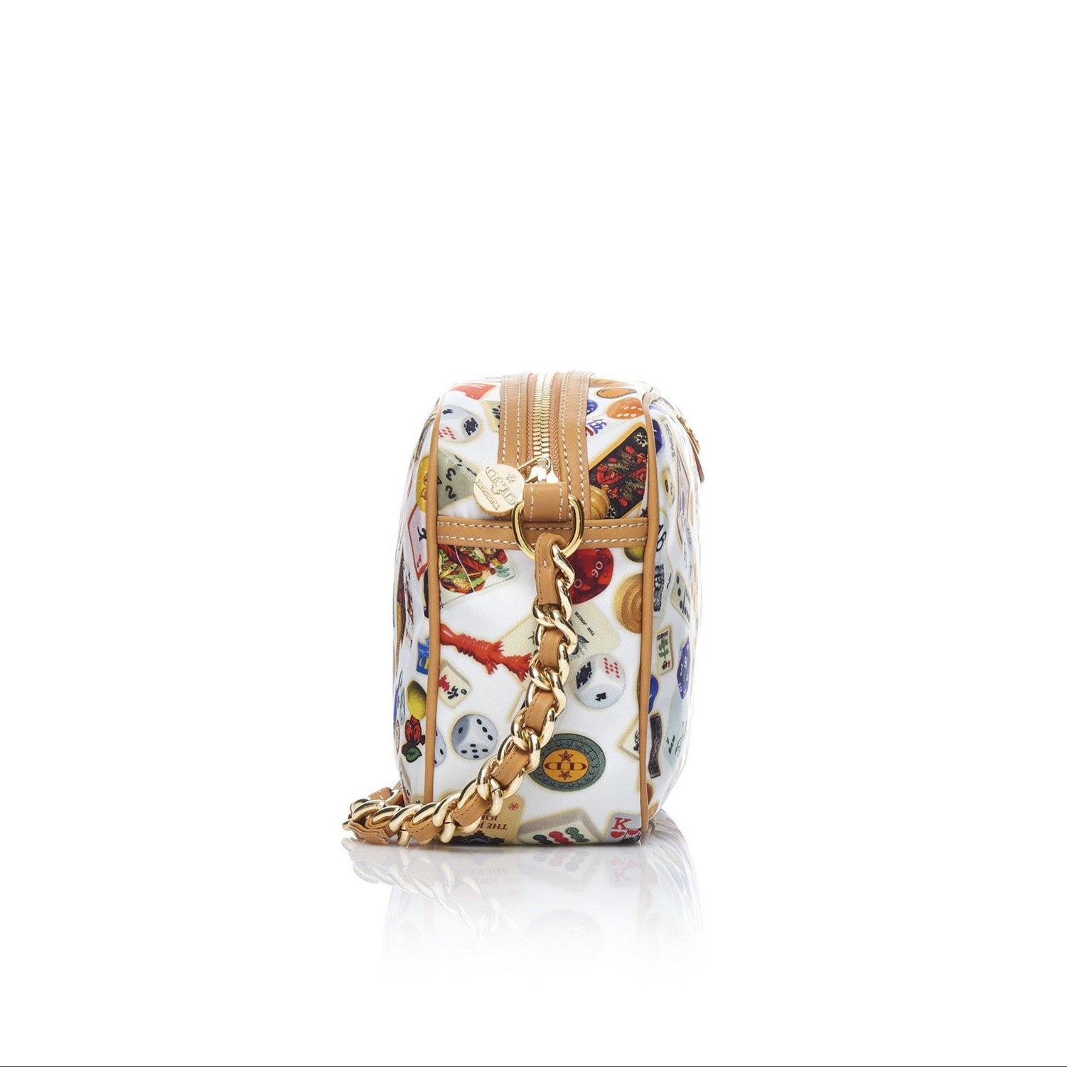 Las Vegas Tracolla con catene in Nylon con Disegno Gambling Multicolor Bianco/Biscotto