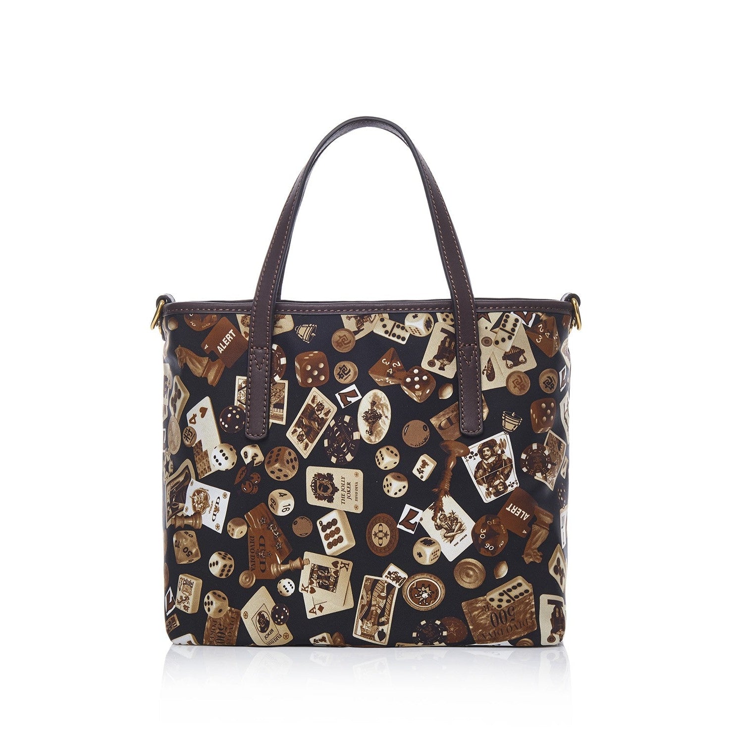 Niagara Borsa shopping piccola con tracolla in Nylon con Disegno Gambling Classic Marrone/Cacao