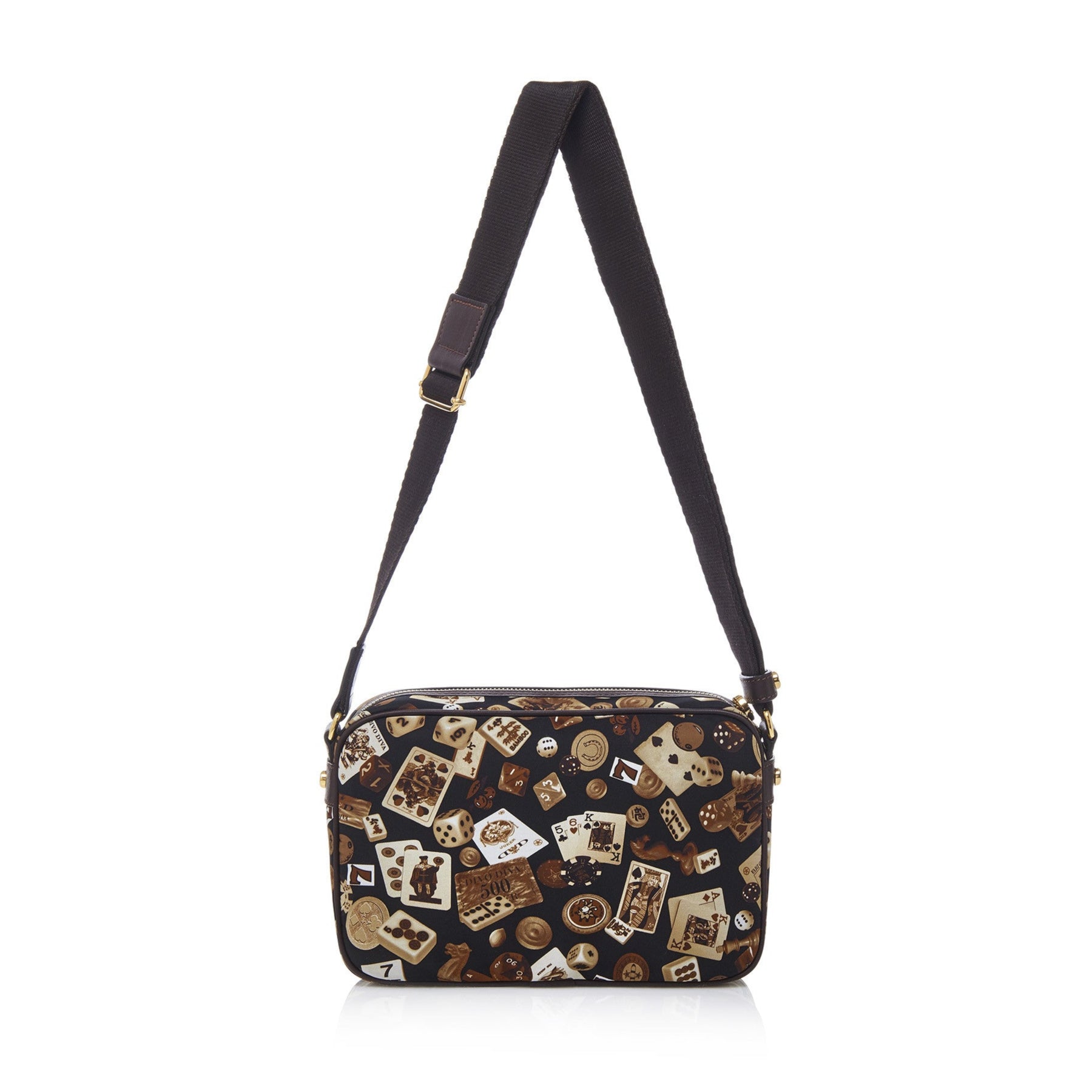 Seoul Tracolla in Nylon con Disegno Gambling Classic Marrone/Cacao