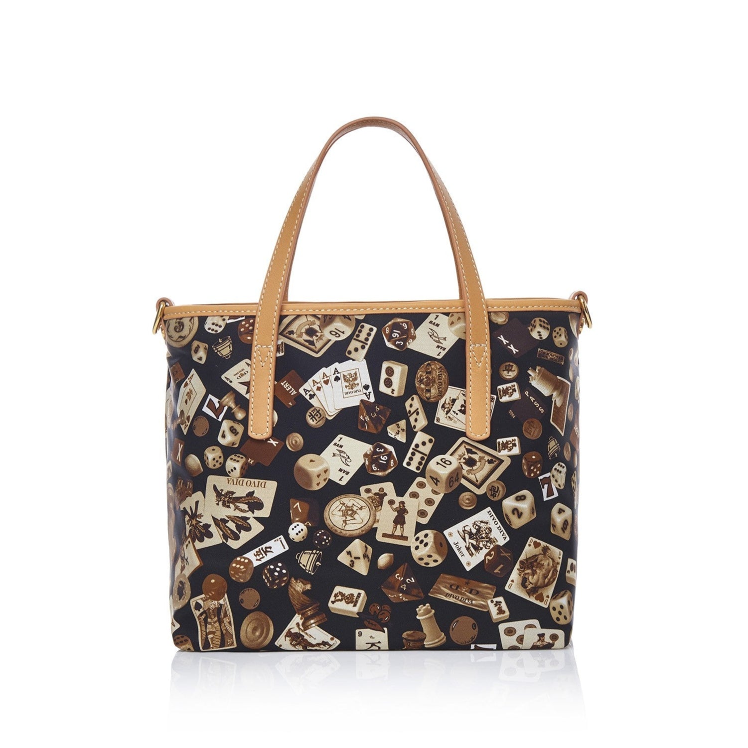 Niagara Borsa shopping piccola con tracolla in Nylon con Disegno Gambling Classic Marrone/Biscotto