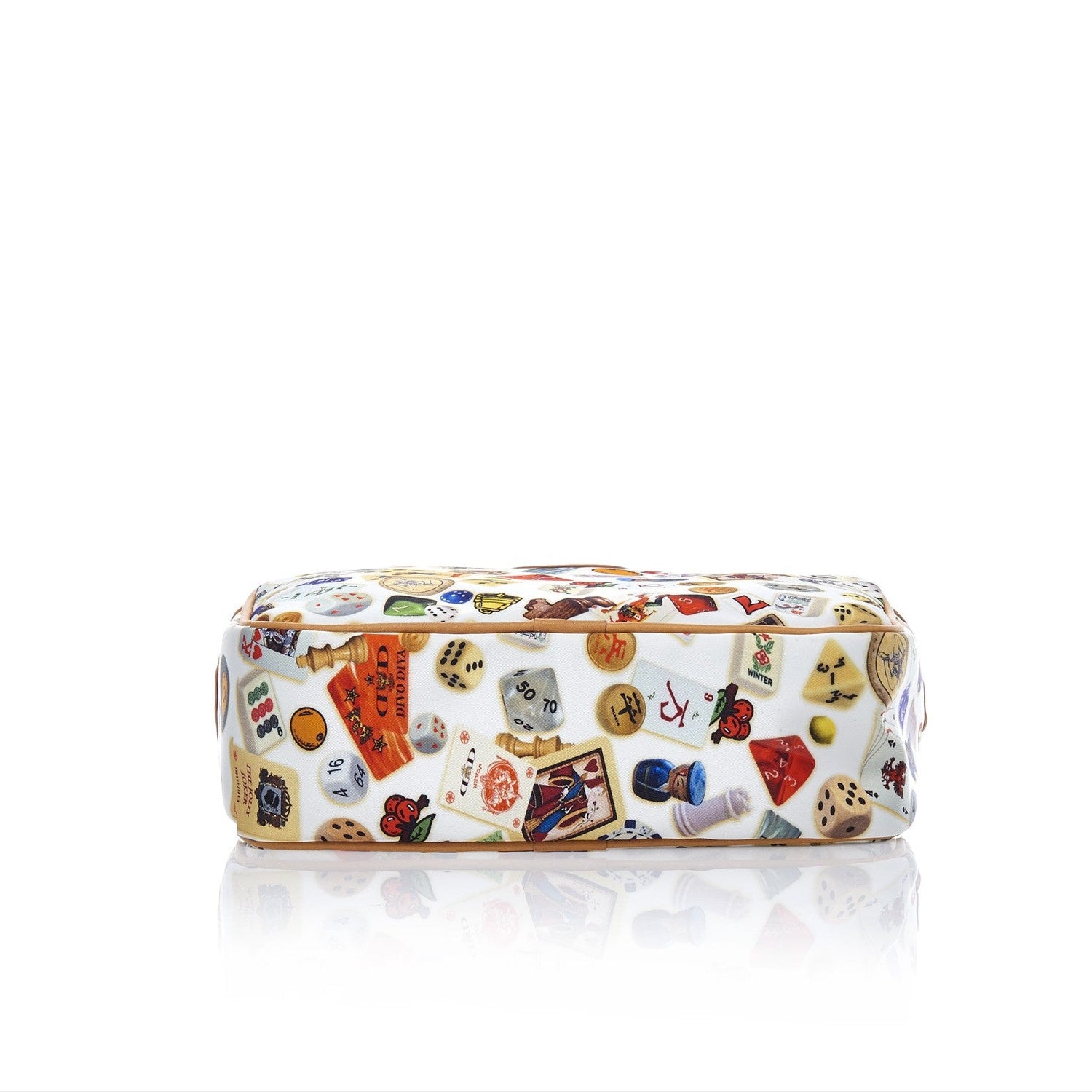 Las Vegas Tracolla con catene in Nylon con Disegno Gambling Multicolor Bianco/Biscotto