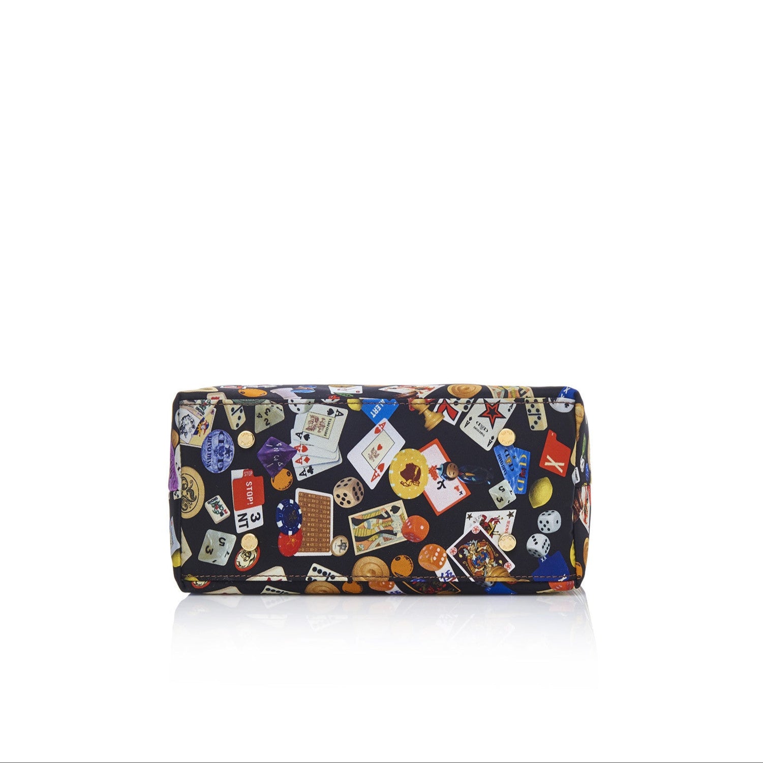 Niagara Borsa shopping piccola con tracolla in Nylon con Disegno Gambling Multicolor Nero/Biscotto