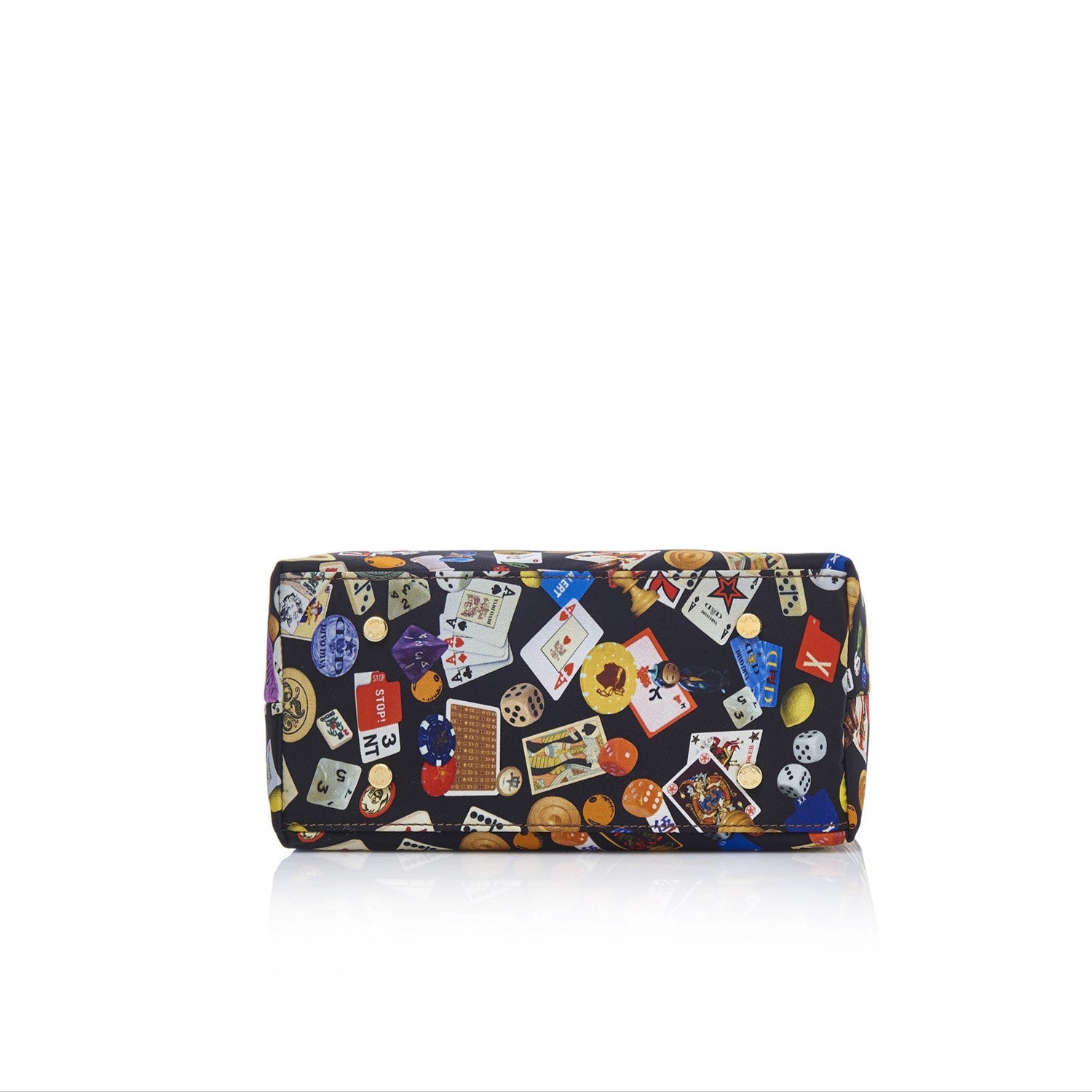 Niagara Borsa shopping piccola con tracolla in Nylon con Disegno Gambling Multicolor Nero/Cacao