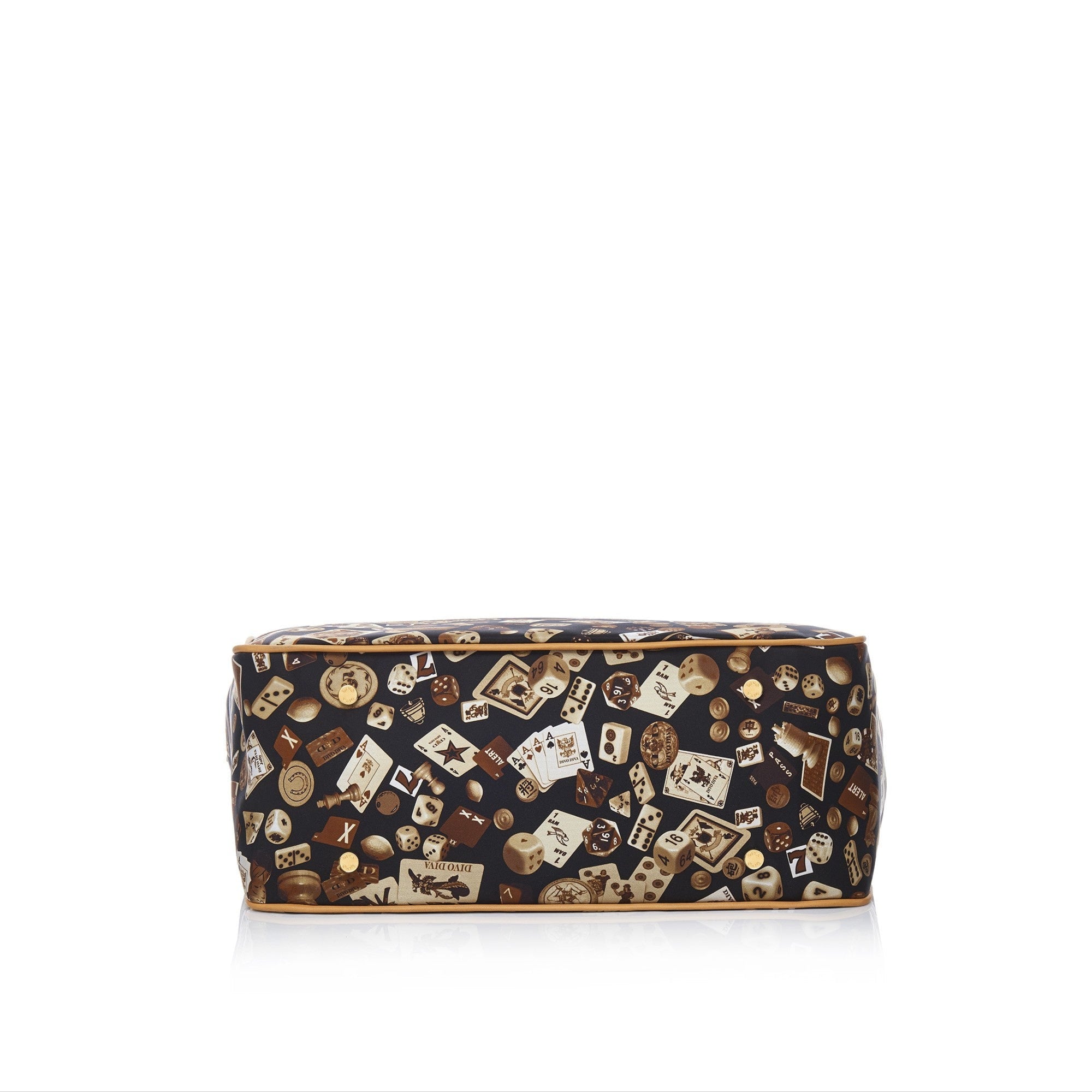 Miami Borsa shopping media con catene in Nylon con Disegno Gambling Classic Marrone/Biscotto