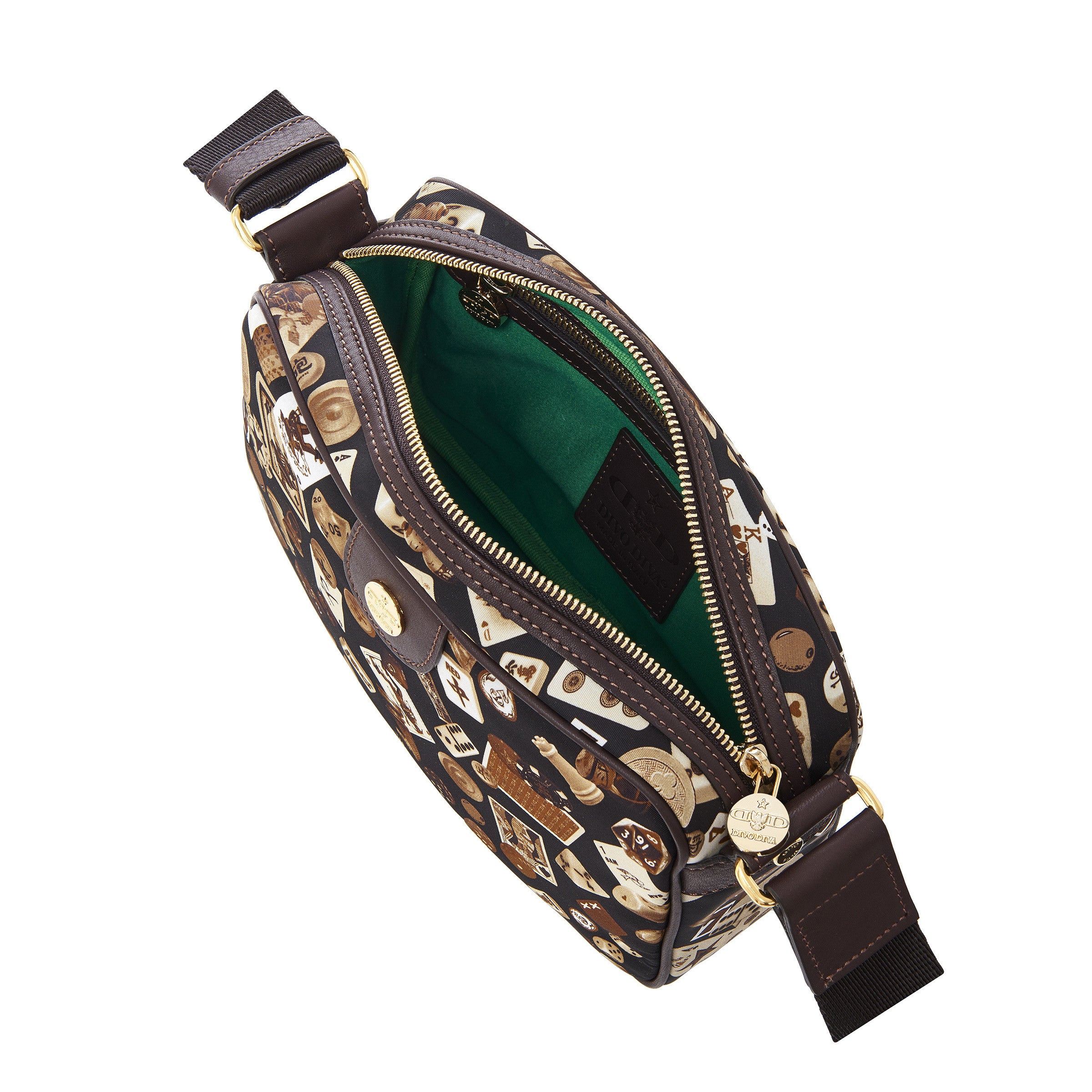 Seoul Tracolla in Nylon con Disegno Gambling Classic Marrone/Cacao