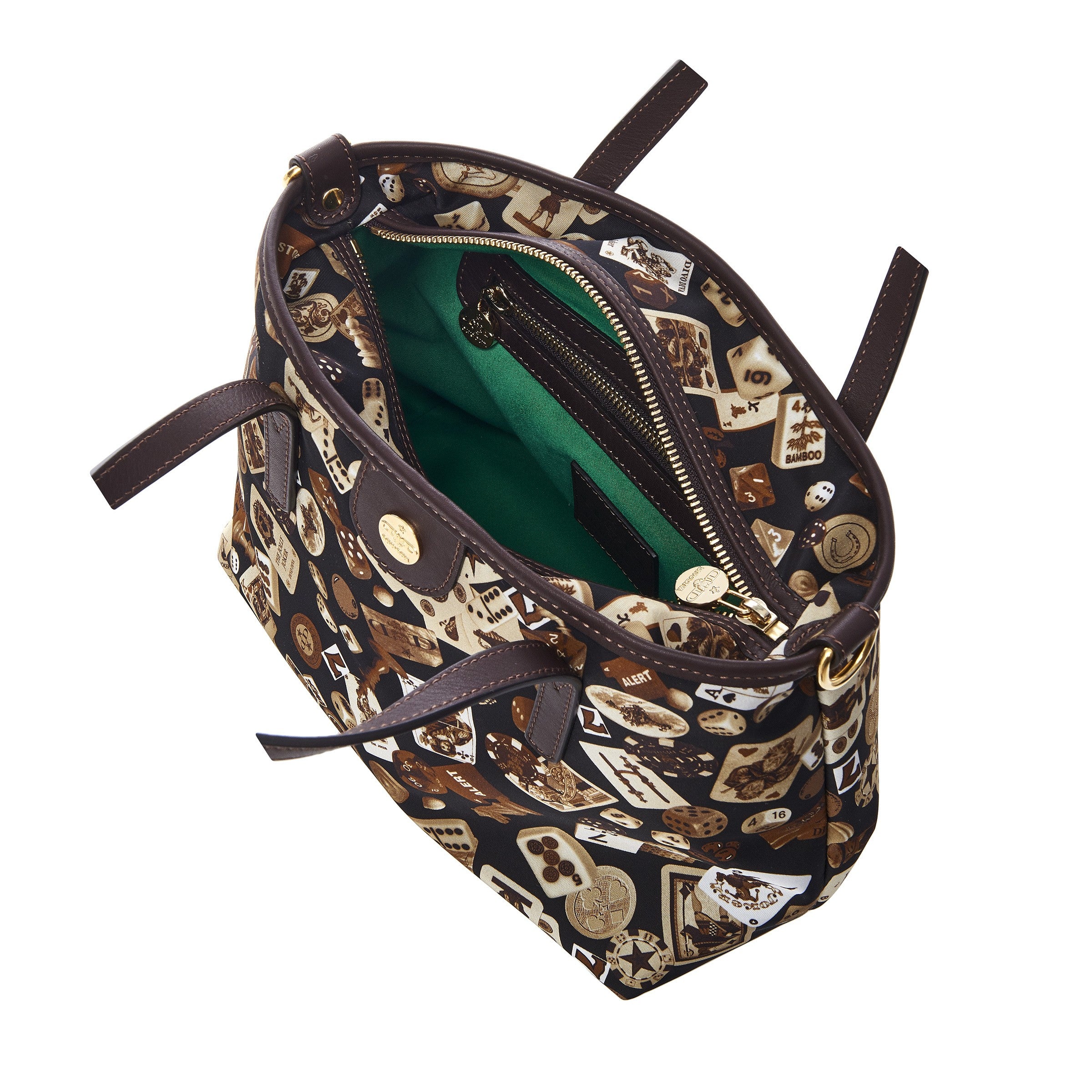 Niagara Borsa shopping piccola con tracolla in Nylon con Disegno Gambling Classic Marrone/Cacao