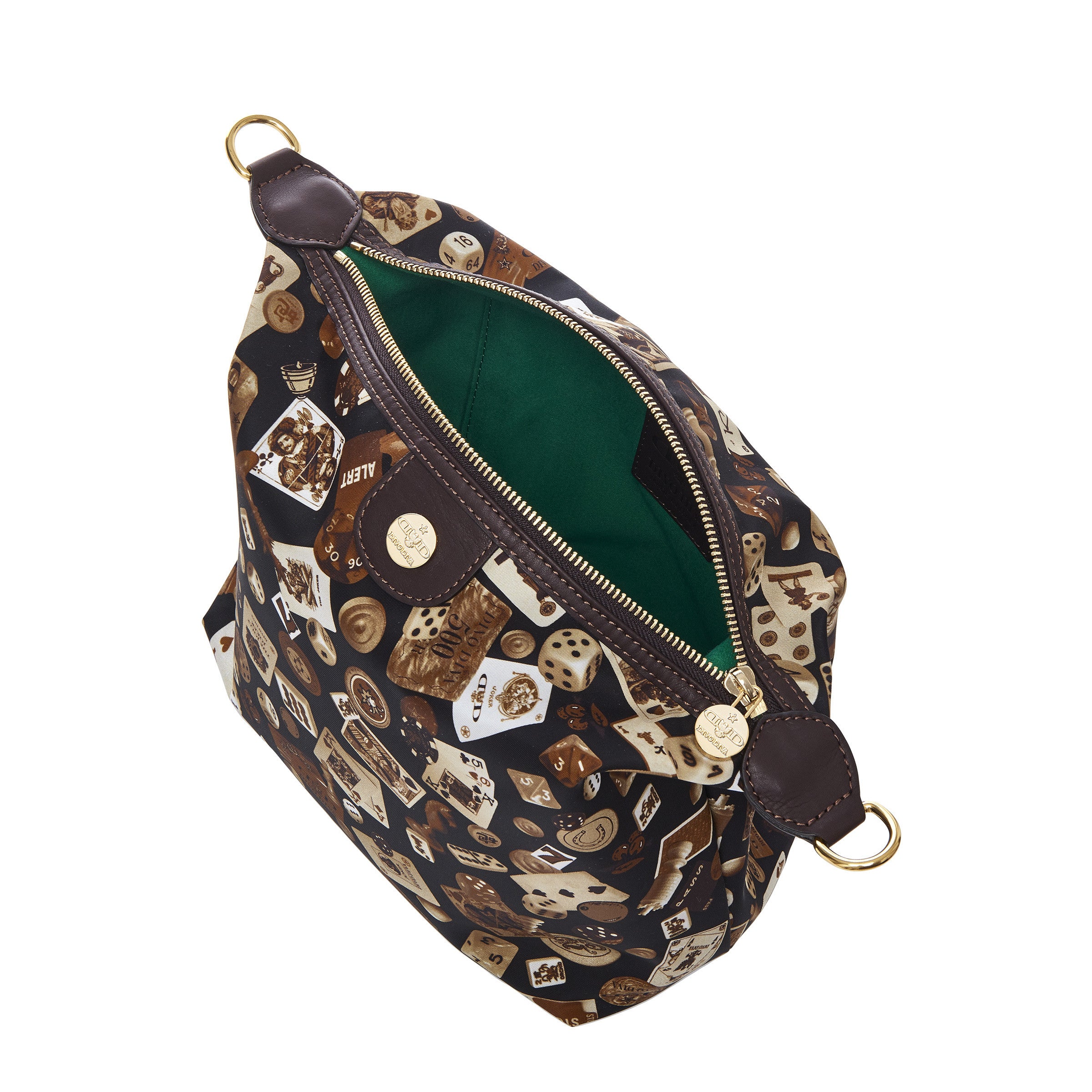 Dublin Nylon Shoulder Bag with Classic Gambling Design Brown/Cocoa