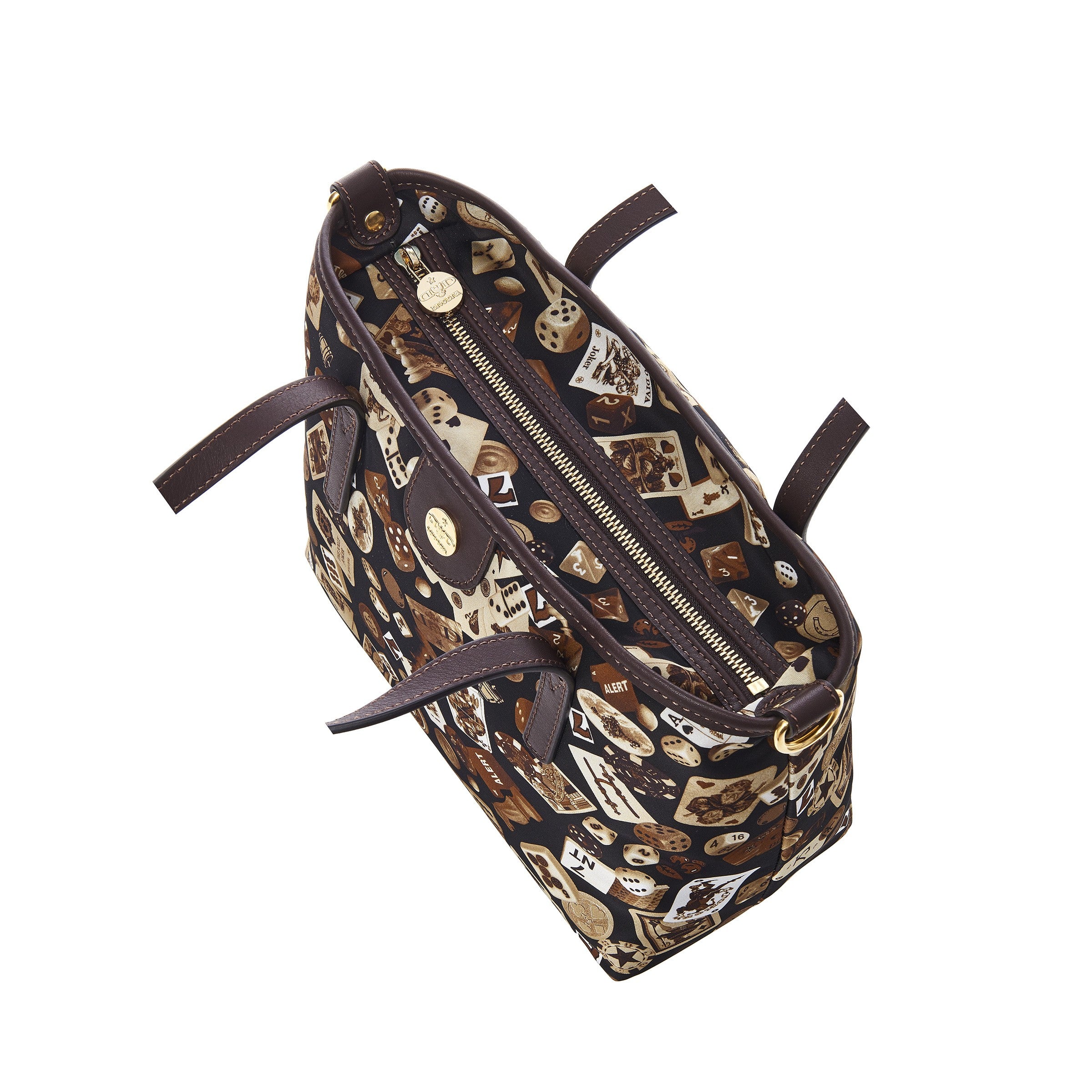 Niagara Borsa shopping piccola con tracolla in Nylon con Disegno Gambling Classic Marrone/Cacao