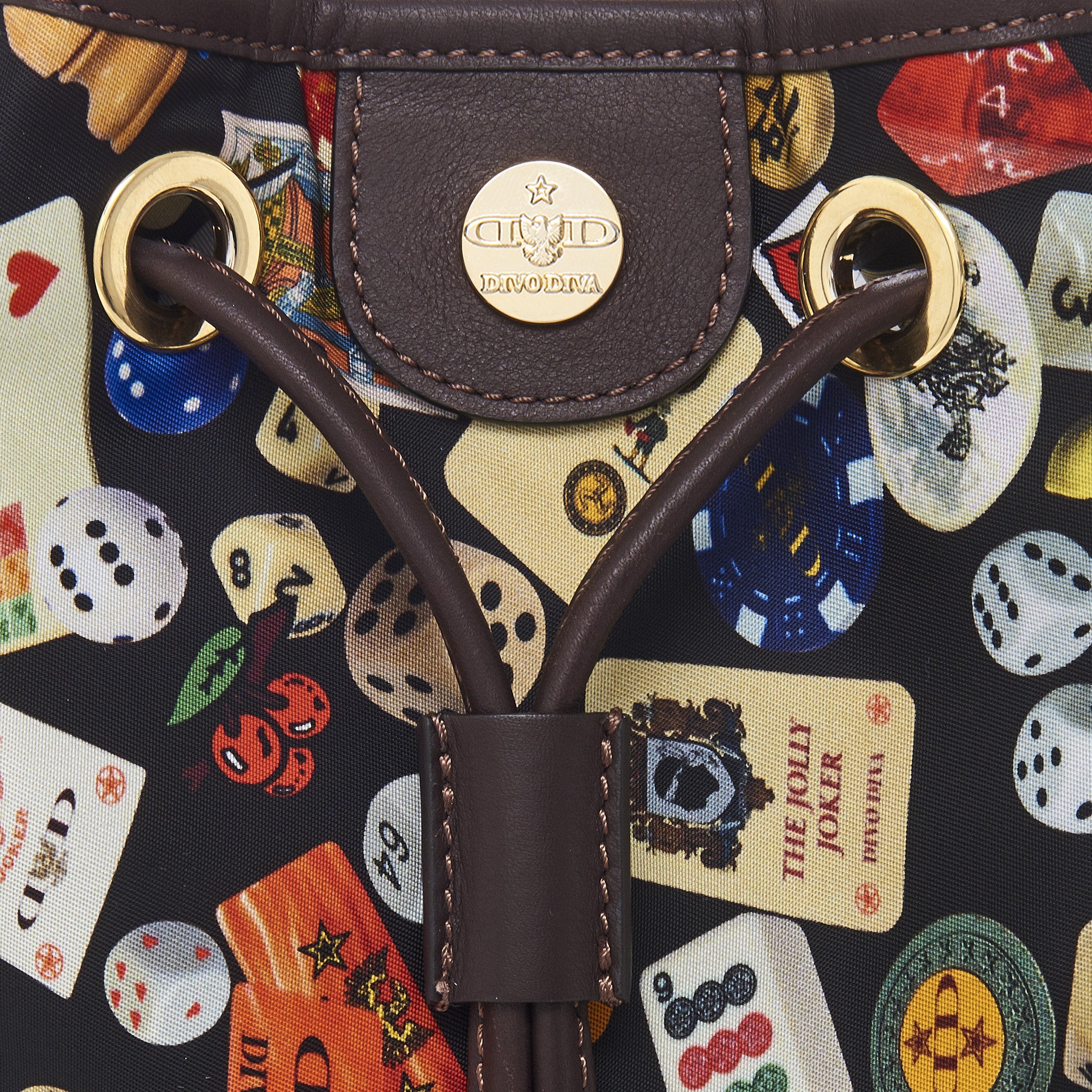 Casablanca Secchiello con catene in Nylon con Disegno Gambling Multicolor Nero/Cacao