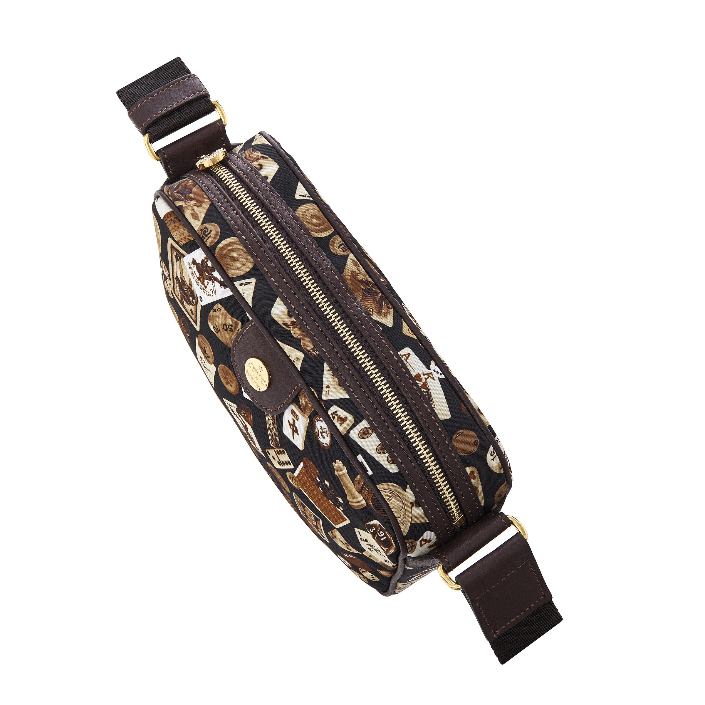 Seoul Tracolla in Nylon con Disegno Gambling Classic Marrone/Cacao